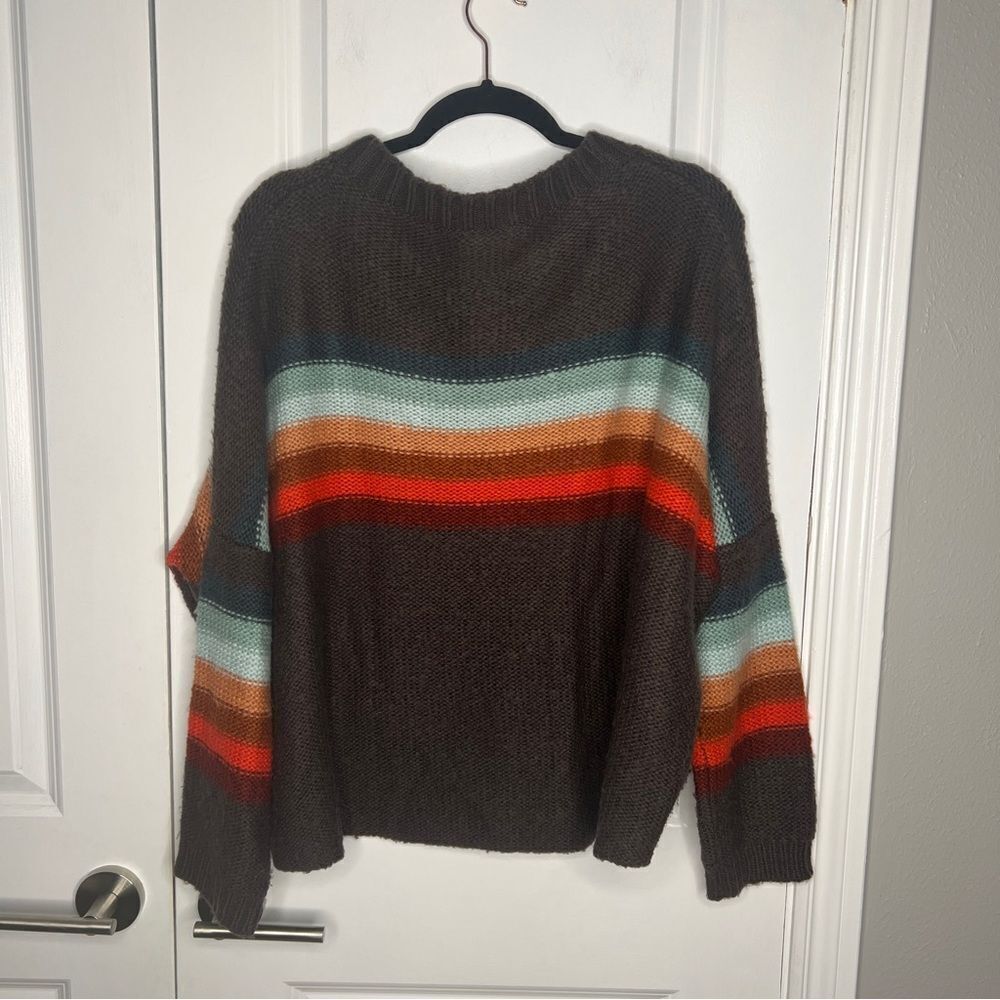 Wooden Ships Striped Brown Sweater size Small medium Wool mohair blend